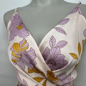 MONTEAU satin smocked back midi dress with side slit - size LARGE